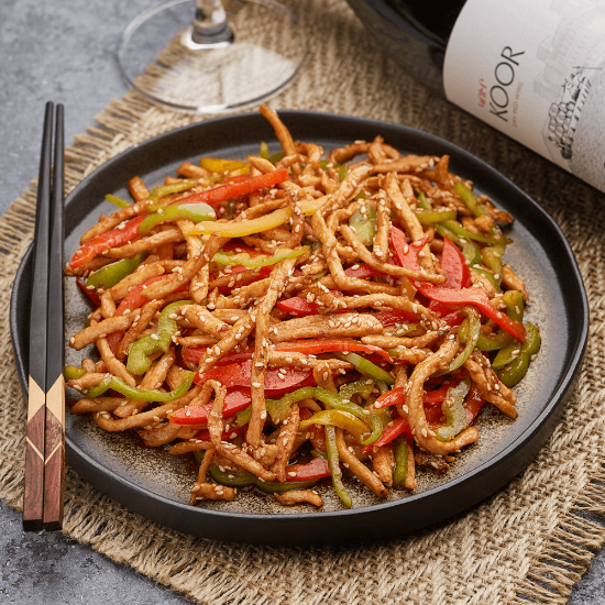 Picture of Spicy pork pieces with sesame seeds(Half portion)